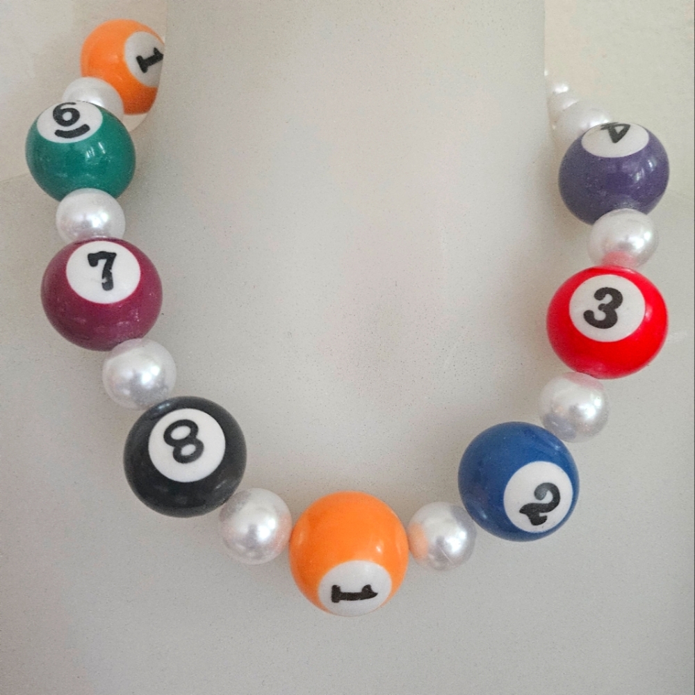 Colorful Billiard Ball Bead Necklace